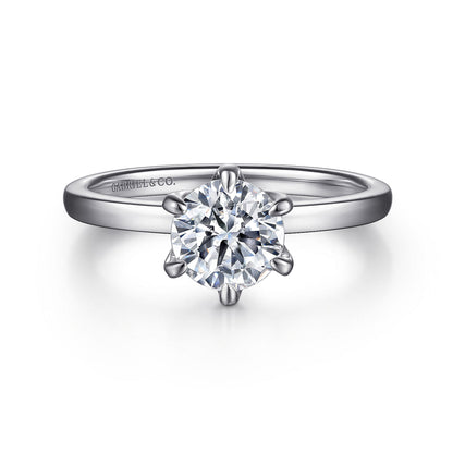 14K White Gold Round Solitaire Engagement Ring