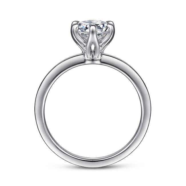 14K White Gold Round Solitaire Engagement Ring