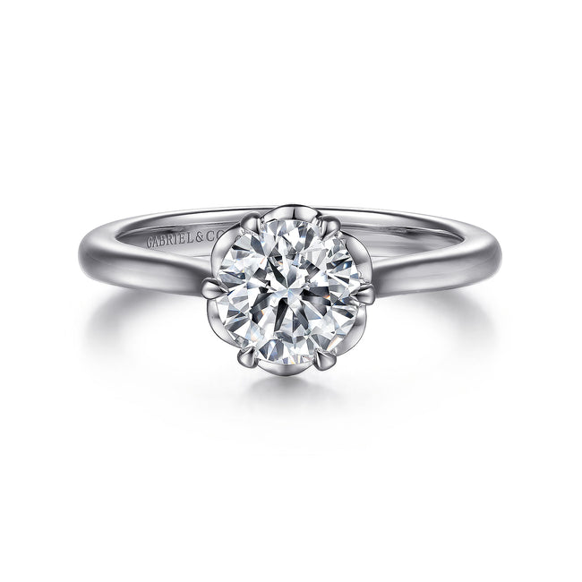 14K White Gold Round Diamond Engagement Ring