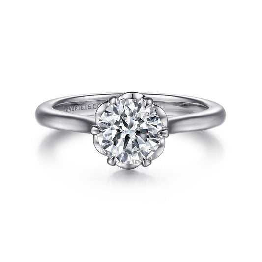 14K White Gold Round Diamond Engagement Ring