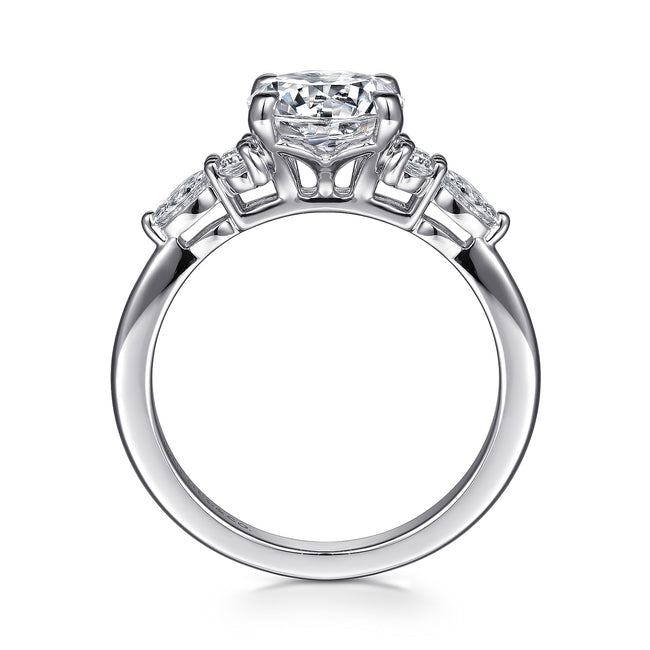 14K White Gold Round Diamond Cluster Engagement Ring