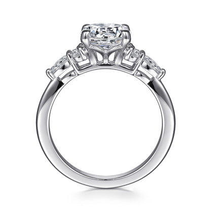 14K White Gold Round Diamond Cluster Engagement Ring