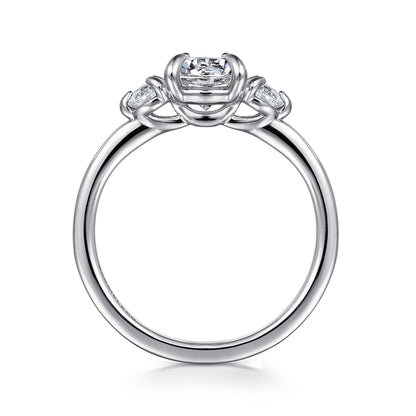 14K White Gold Round Three Stone Diamond Engagement Ring