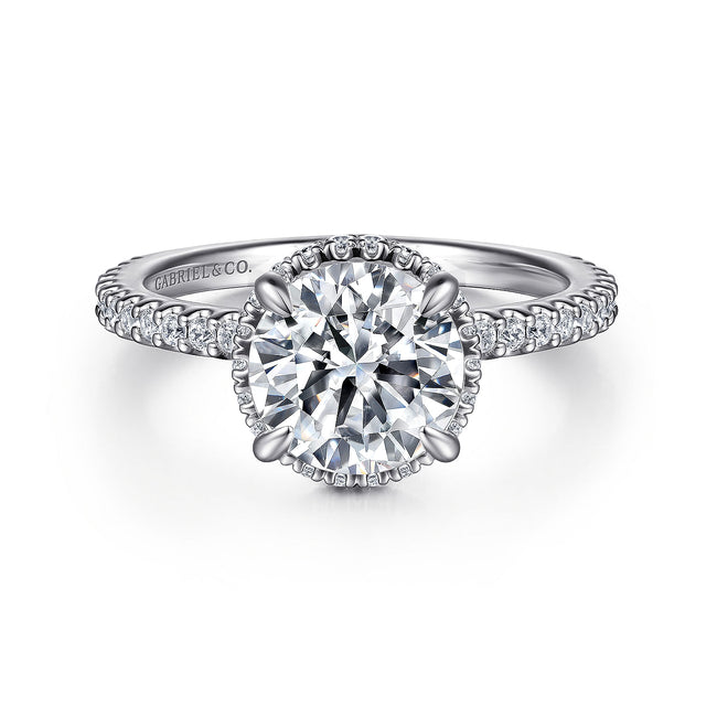 14K White Gold Round Diamond Engagement Ring