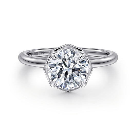 14K White Gold Round Diamond Engagement Ring