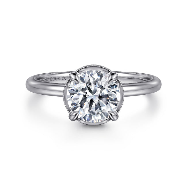 14K White Gold Round Halo Diamond Engagement Ring