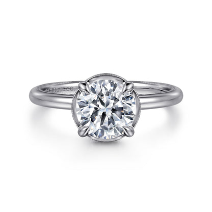 14K White Gold Round Halo Diamond Engagement Ring