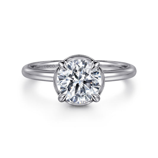14K White Gold Round Halo Diamond Engagement Ring