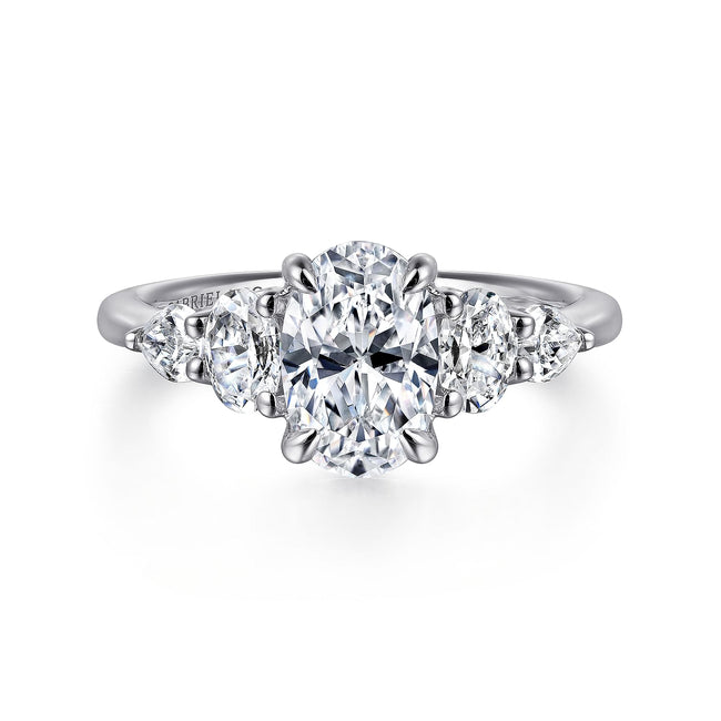 14K White Gold Oval Diamond Engagement Ring