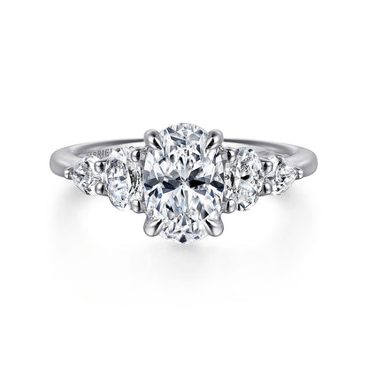 14K White Gold Oval Diamond Engagement Ring