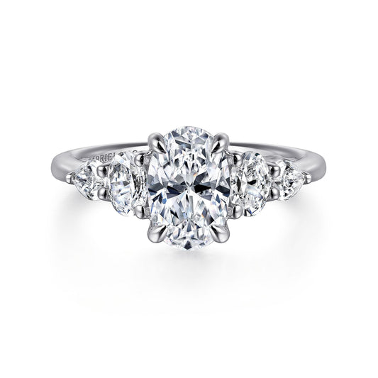 14K White Gold Oval Diamond Engagement Ring