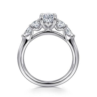 14K White Gold Oval Diamond Engagement Ring