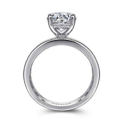14K White Gold Round Wide Band Engagement Ring