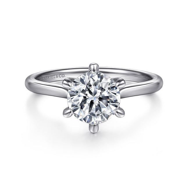 14K White Gold Round Solitaire Diamond Engagement Ring