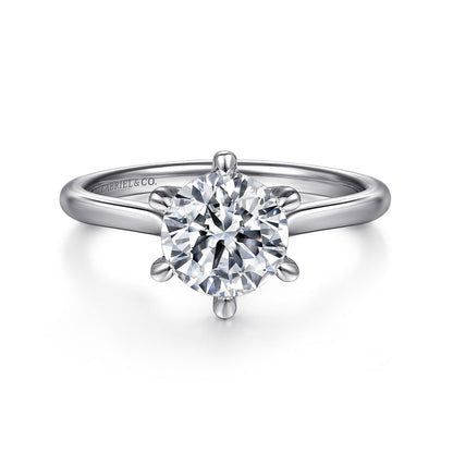 14K White Gold Round Solitaire Diamond Engagement Ring