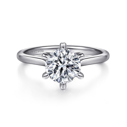 14K White Gold Round Solitaire Diamond Engagement Ring
