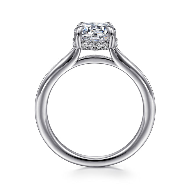 14K White Gold Round Halo Diamond Engagement Ring