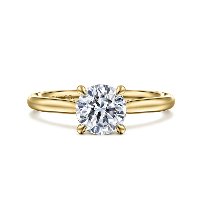 14K Yellow Gold Round Solitaire Diamond Engagement Ring