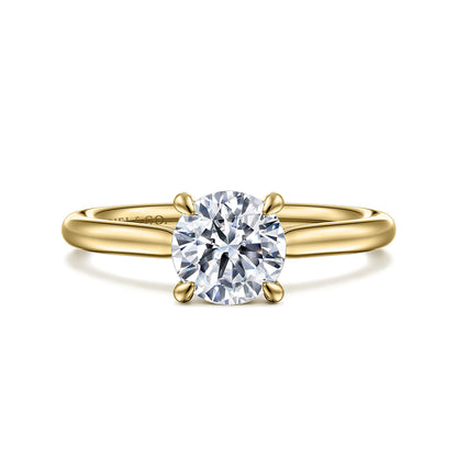 14K Yellow Gold Round Solitaire Diamond Engagement Ring