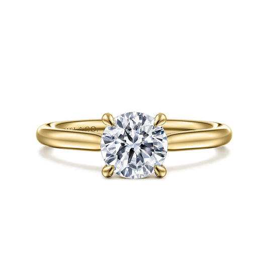 14K Yellow Gold Round Solitaire Diamond Engagement Ring