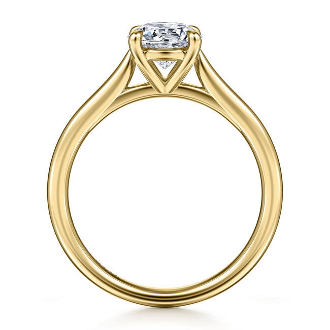 14K Yellow Gold Round Solitaire Diamond Engagement Ring