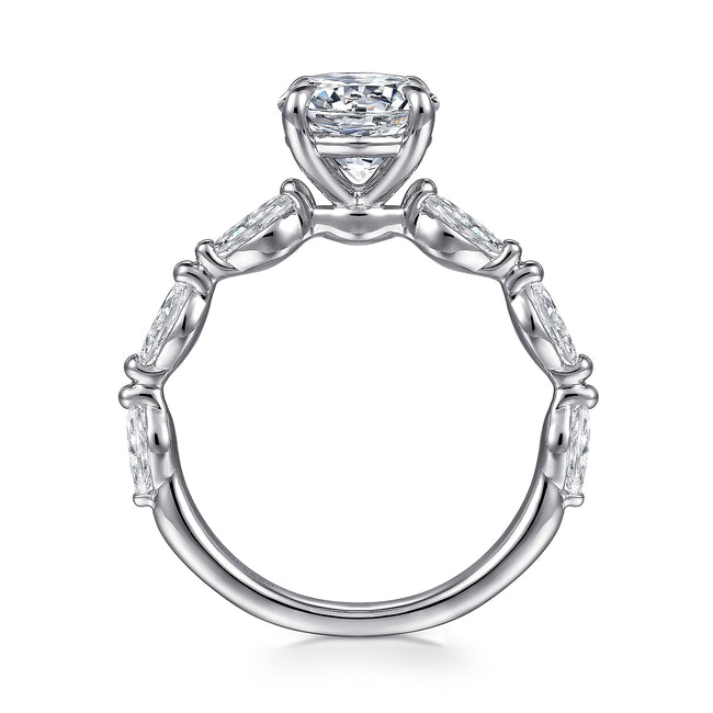 14K White Gold Round Double Prong Diamond Engagement Ring