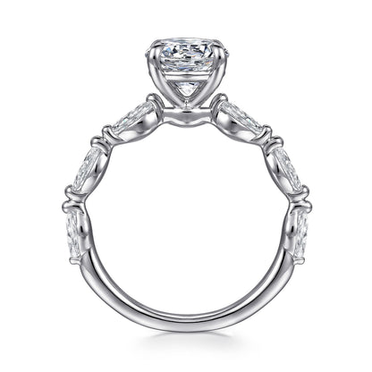 14K White Gold Round Double Prong Diamond Engagement Ring