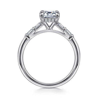 14K White Gold Emerald Cut Diamond Engagement Ring