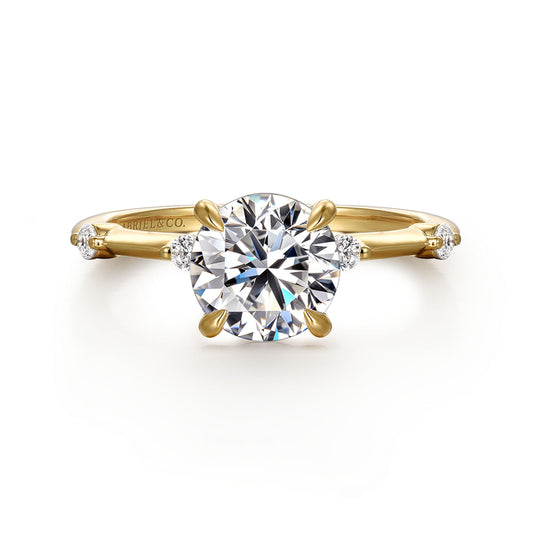 14K Yellow Gold Round Diamond Engagement Ring