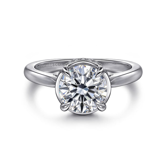 14K White Gold Round Diamond Engagement Ring
