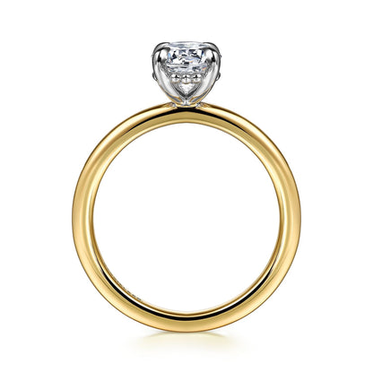 14K White-Yellow Gold Oval Diamond Engagement Ring