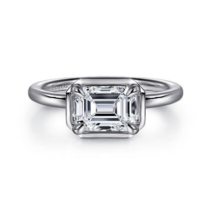 14K White Gold Emerald Cut Diamond Engagement Ring