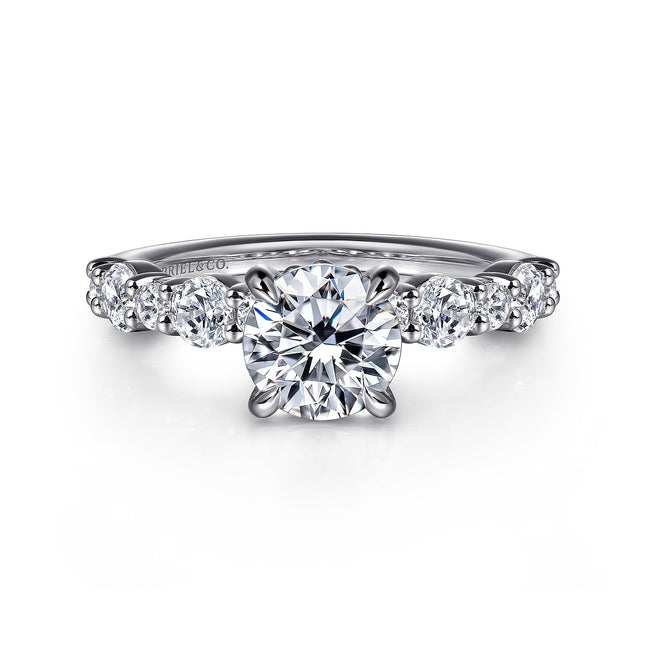 14K White Gold Round Diamond Engagement Ring