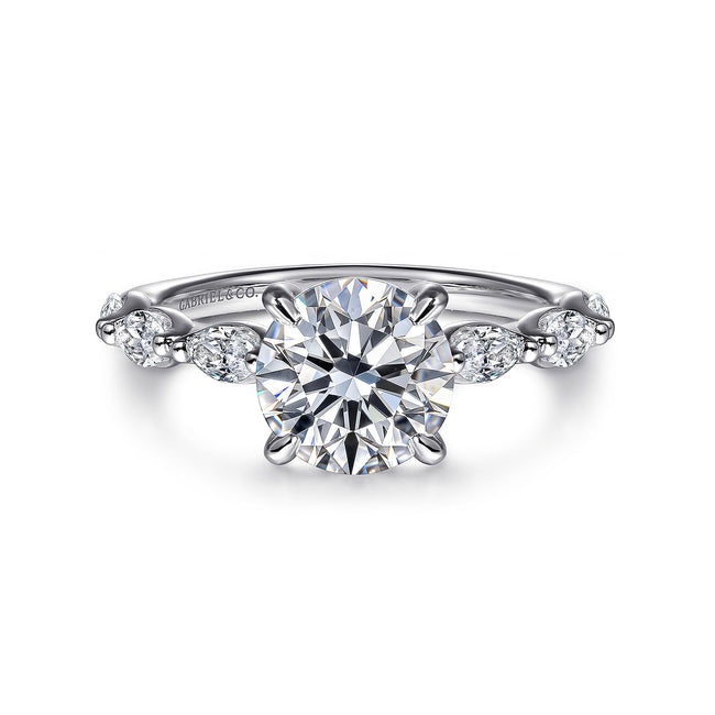 14K White Gold Round Diamond Engagement Ring