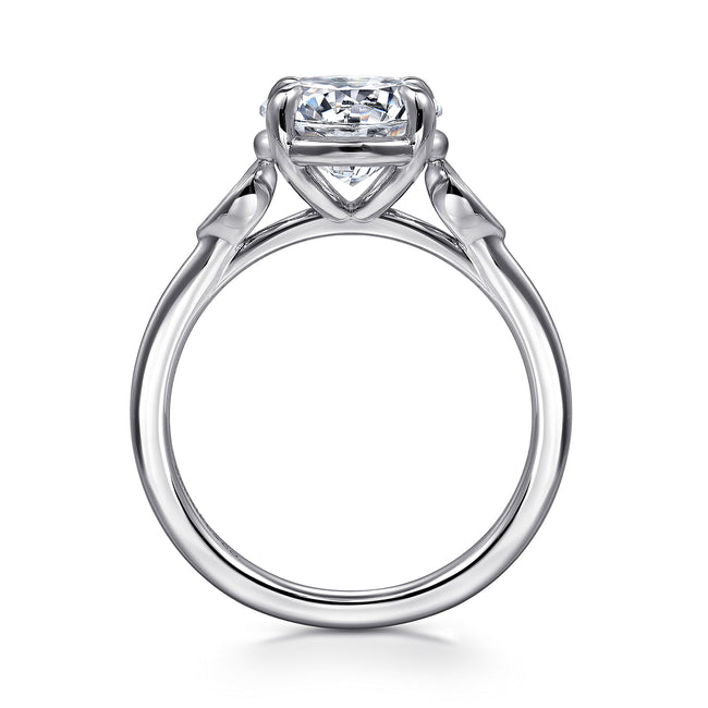14K White Gold Round Three Stone Diamond Engagement Ring