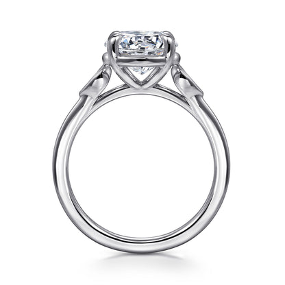 14K White Gold Round Three Stone Diamond Engagement Ring