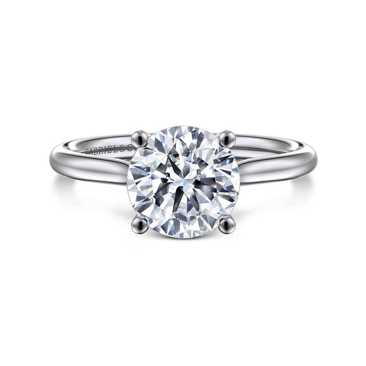 14K White Gold Round Solitaire Diamond Engagement Ring