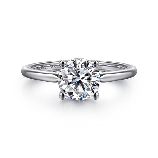 14K White Gold Round Solitaire Diamond Engagement Ring