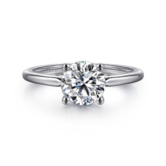 14K White Gold Round Solitaire Diamond Engagement Ring