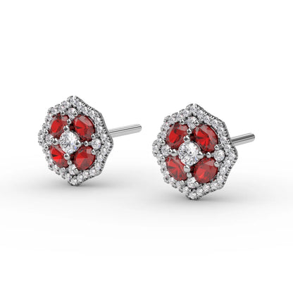 Striking Ruby and  Stud Earrings