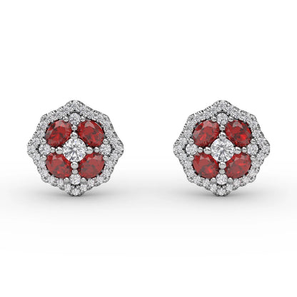 Striking Ruby and  Stud Earrings