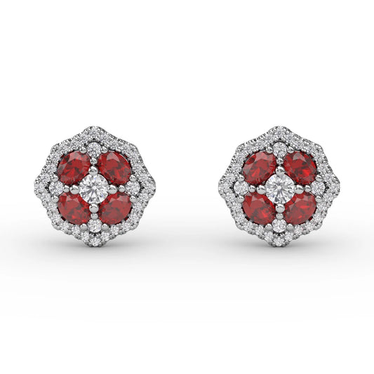 Striking Ruby and  Stud Earrings