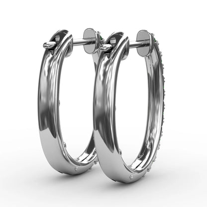 Alternaing Emerald and  Hoop Earrings