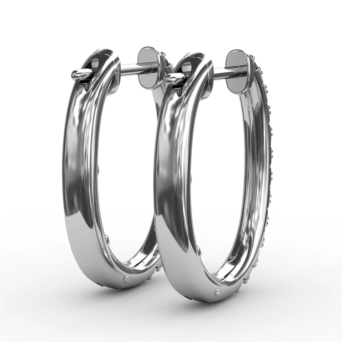 Alternaing Ruby and  Hoop Earrings
