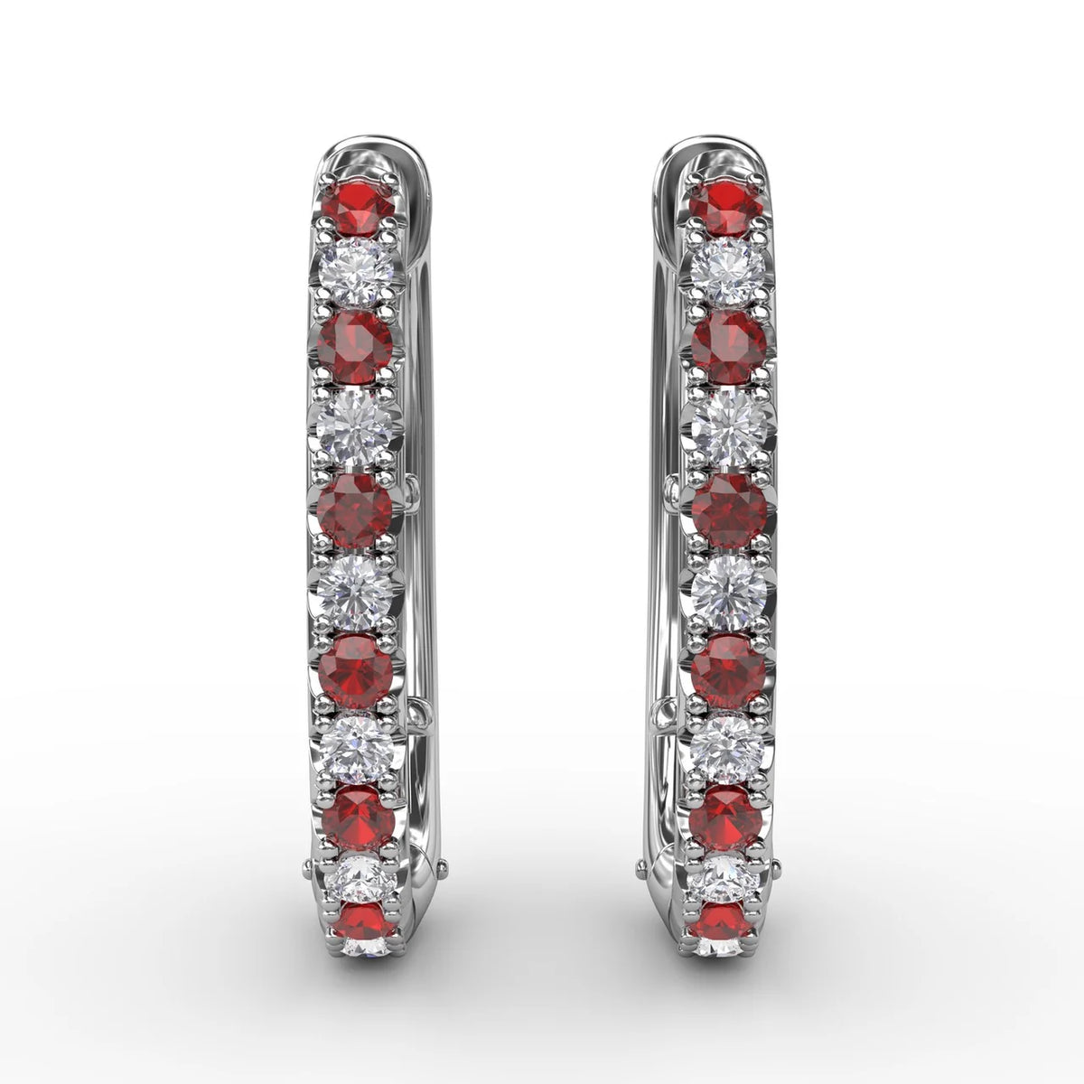 Alternaing Ruby and  Hoop Earrings
