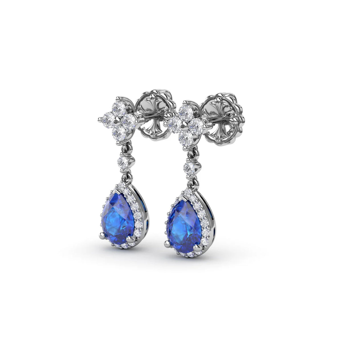 Sapphire and  Teardrop Dangle Earrings