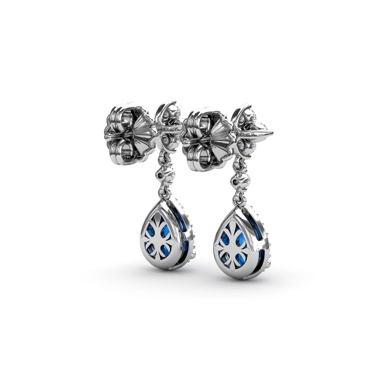 Sapphire and  Teardrop Dangle Earrings