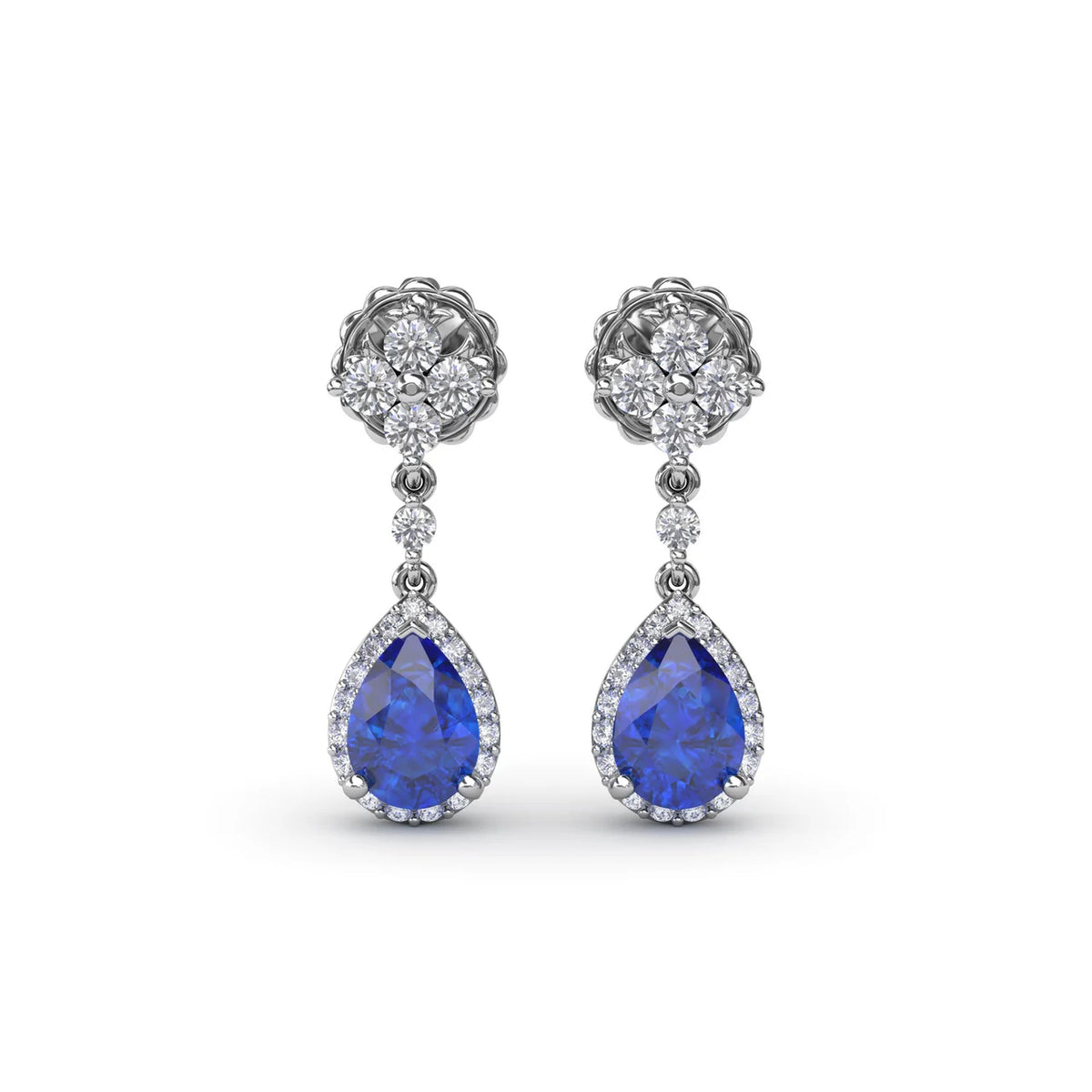 Sapphire and  Teardrop Dangle Earrings