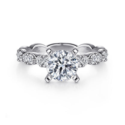 14K White Gold Round Diamond Engagement Ring