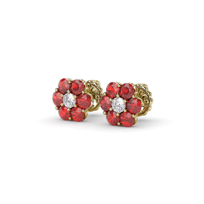 Magnolia Ruby And  Stud Earrings